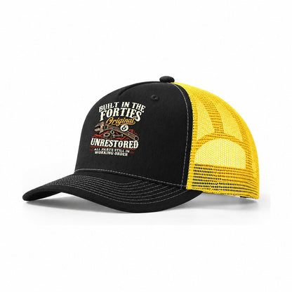 Built in the Forties Original & Unrestored Trucker Hat – Black Yellow