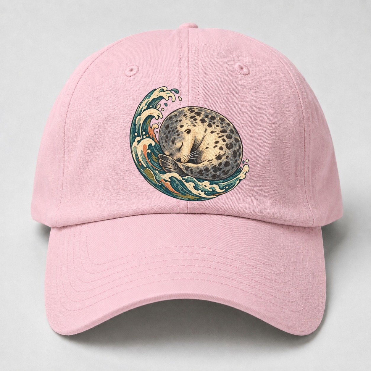 Sleeping Seal Tide Crescent Gentle Wild Baseball Cap – Pink