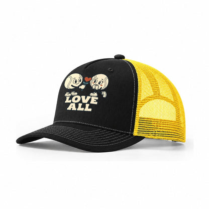 Love All Familiar Punchlines Trucker Hat – Black Yellow
