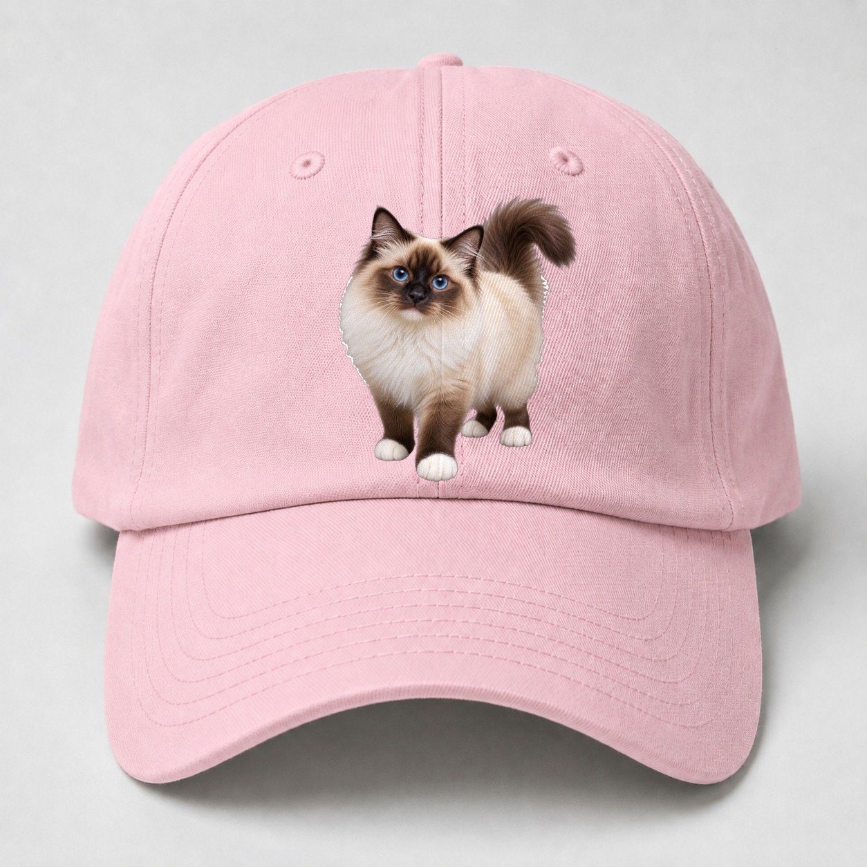 Birman Standing Three Quarter Realistic Cat Portrait Baseball Cap – Pink