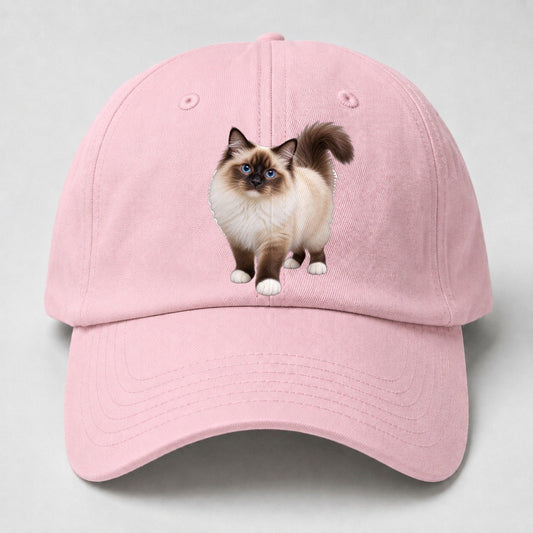 Birman Standing Three Quarter Realistic Cat Portrait Baseball Cap – Pink