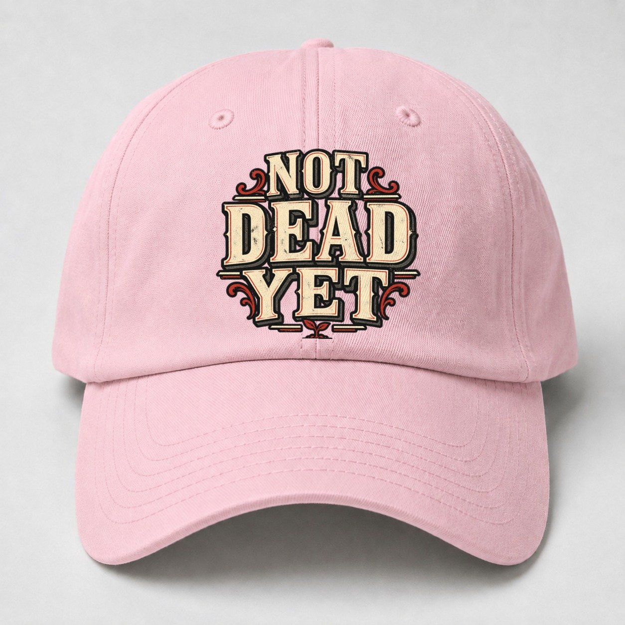 Not Dead Yet American Wit Baseball Cap – Pink