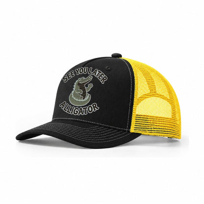 Alligator Animal Puns Trucker Hat – Black Yellow