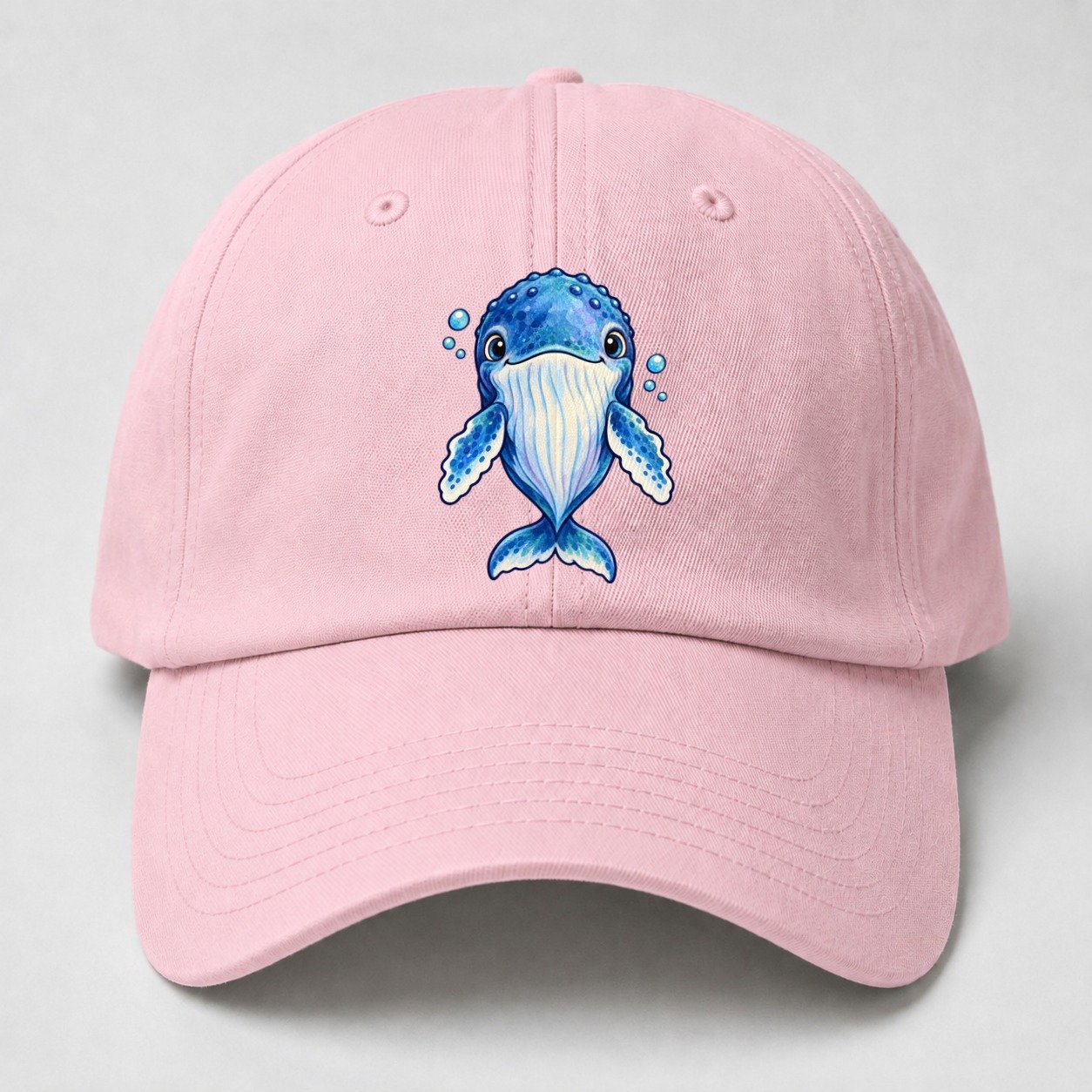 Humpback Whale Front Float Sea Sprite Baseball Cap – Pink
