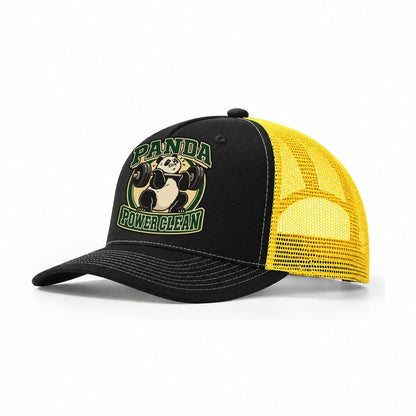 Panda Power Clean Animal Lifters Trucker Hat – Black Yellow