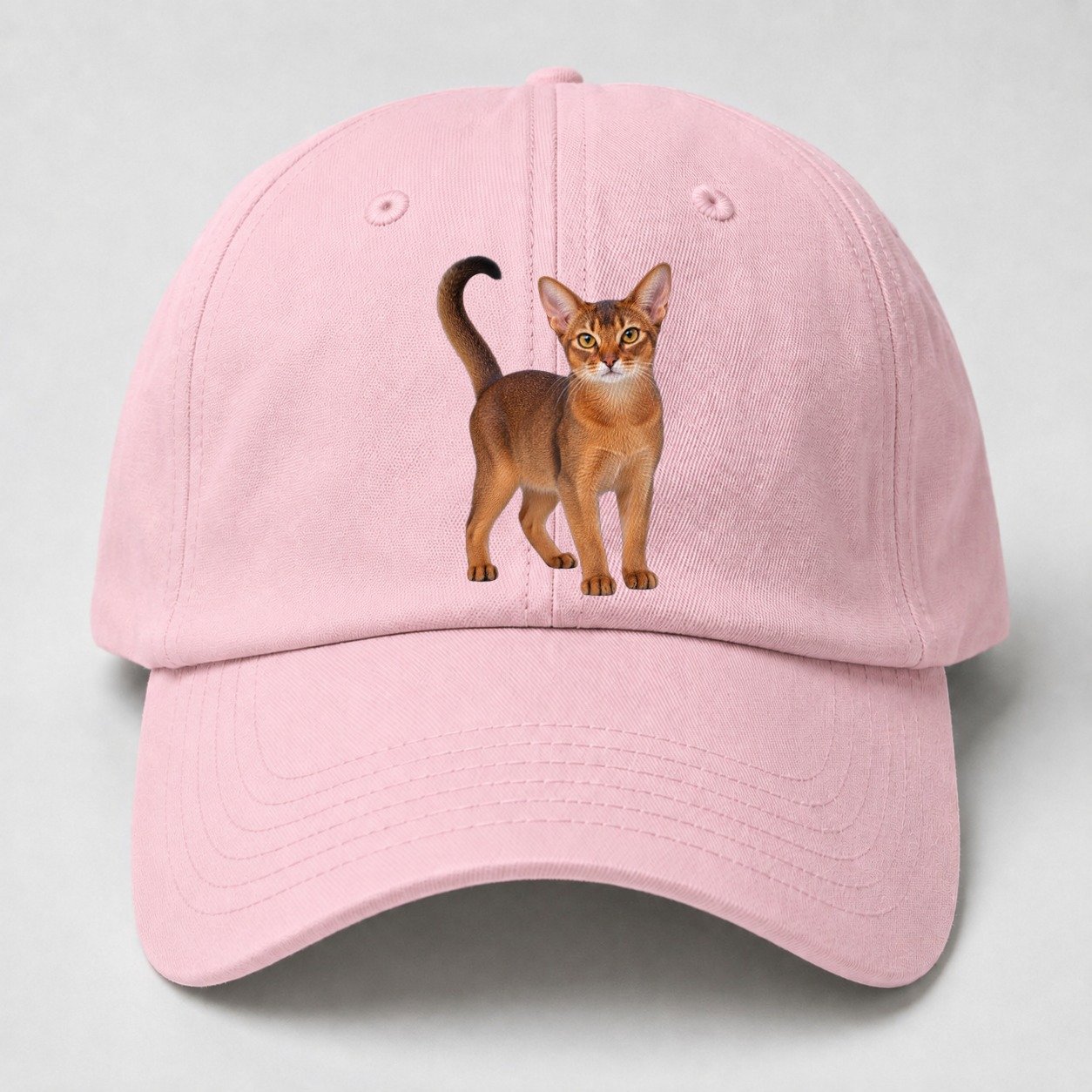 Abyssinian Standing Three Quarter Realistic Cat Portrait Baseball Cap – Pink