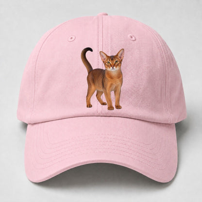 Abyssinian Standing Three Quarter Realistic Cat Portrait Baseball Cap – Pink