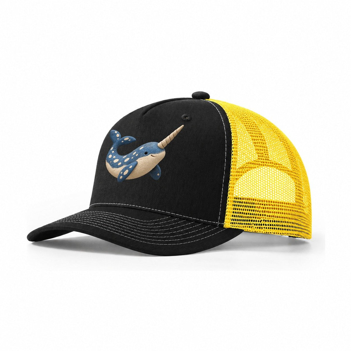 Narwhal Quiet Turn Trucker Hat – Black Yellow