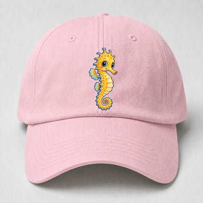 Seahorse Vertical Hello Sea Sprite Baseball Cap – Pink