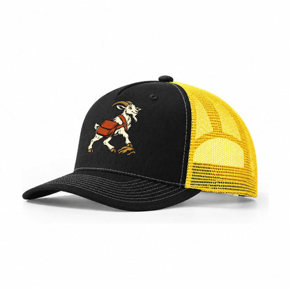 Goat Desert Postman Sundown Familiars Trucker Hat – Black Yellow