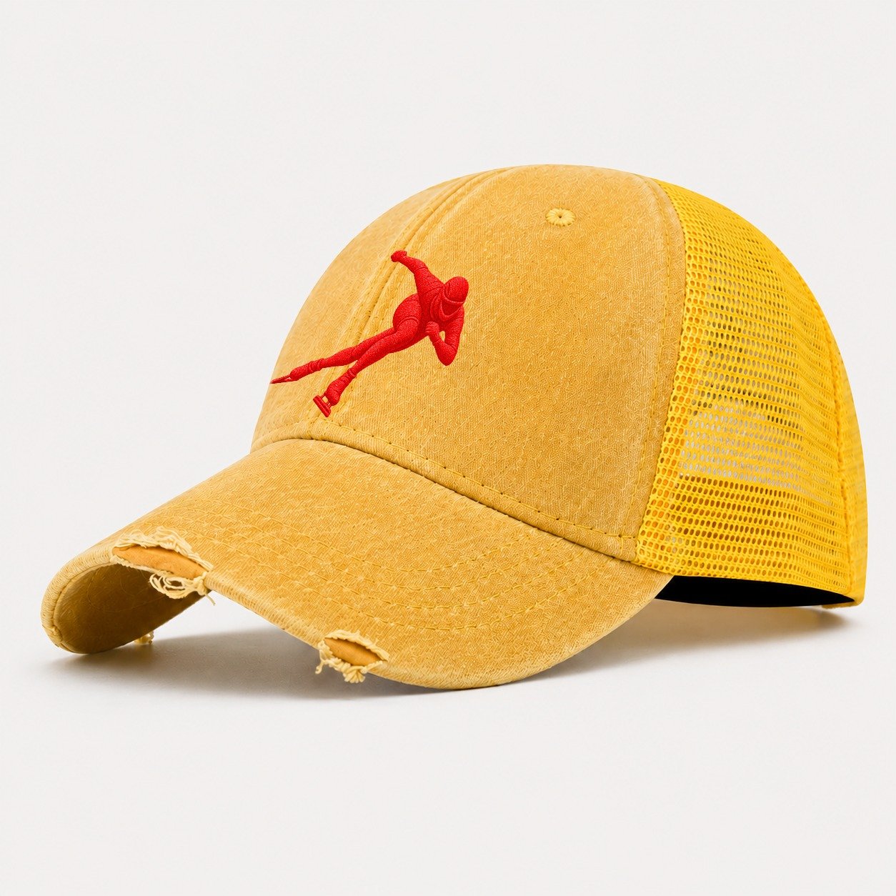 Speed Skater Corner Lean Micro Motion Mark Washed Trucker Hat – Yellow