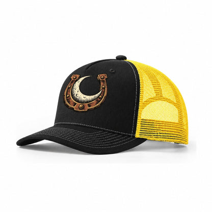 Moon Horseshoe Sundown Familiars Trucker Hat – Black Yellow