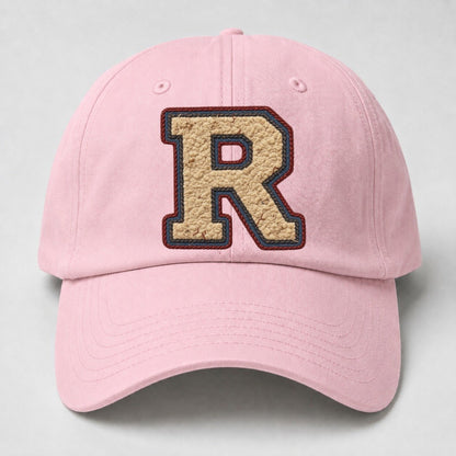 Varsity Chenille R Monogram Baseball Cap – Pink
