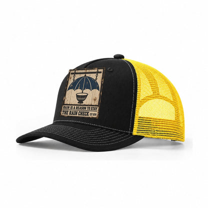 Rain Check Bar Izakaya Rules Trucker Hat – Black Yellow