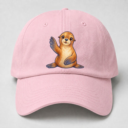 Sea Lion Front Flipper Wave Sea Sprite Baseball Cap – Pink
