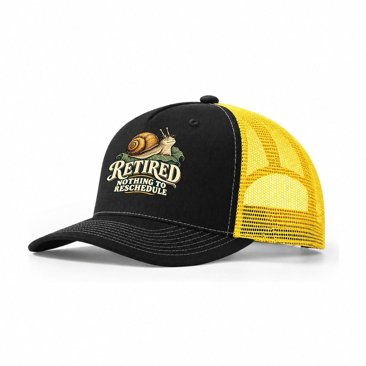 Retired Calendar Clear Character Club Trucker Hat – Black Yellow
