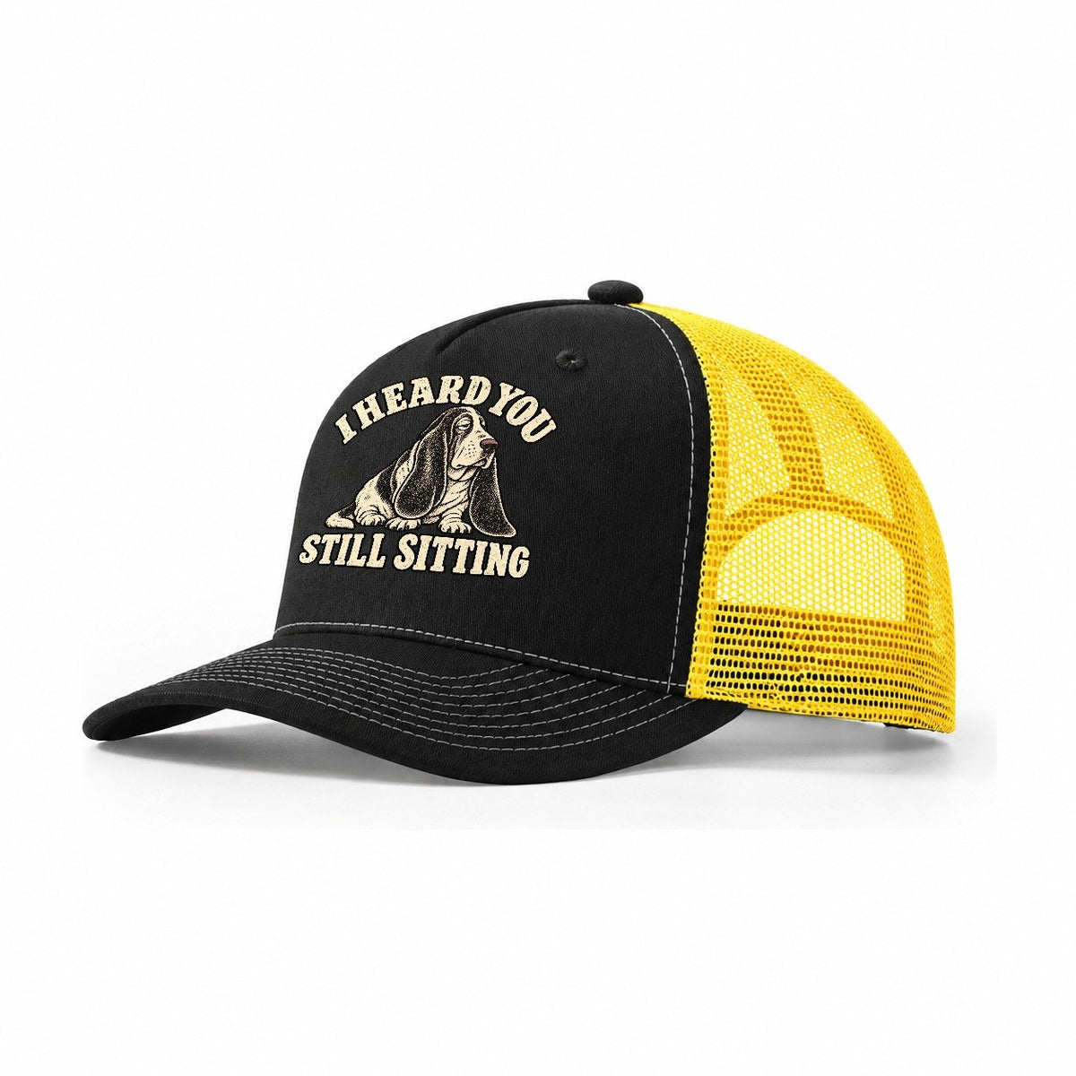 Basset Still Sitting Everyday Originals Trucker Hat – Black Yellow