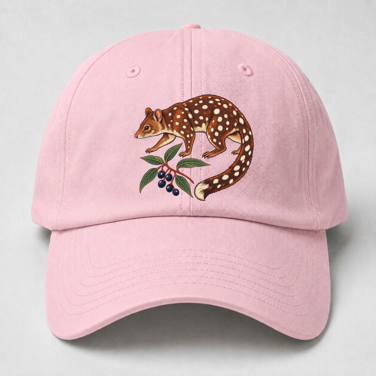 Spotted Tail Quoll And Mountain Pepper Berries Australia Cultural Icons Baseball Cap – Pink