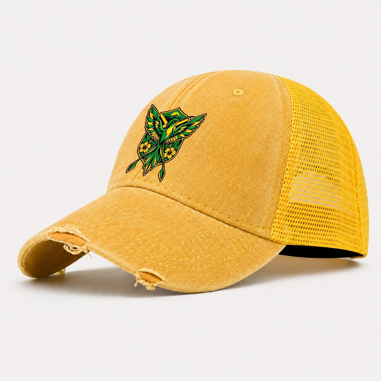 Jamaica Minimal Emblem Country Logos Washed Trucker Hat – Yellow