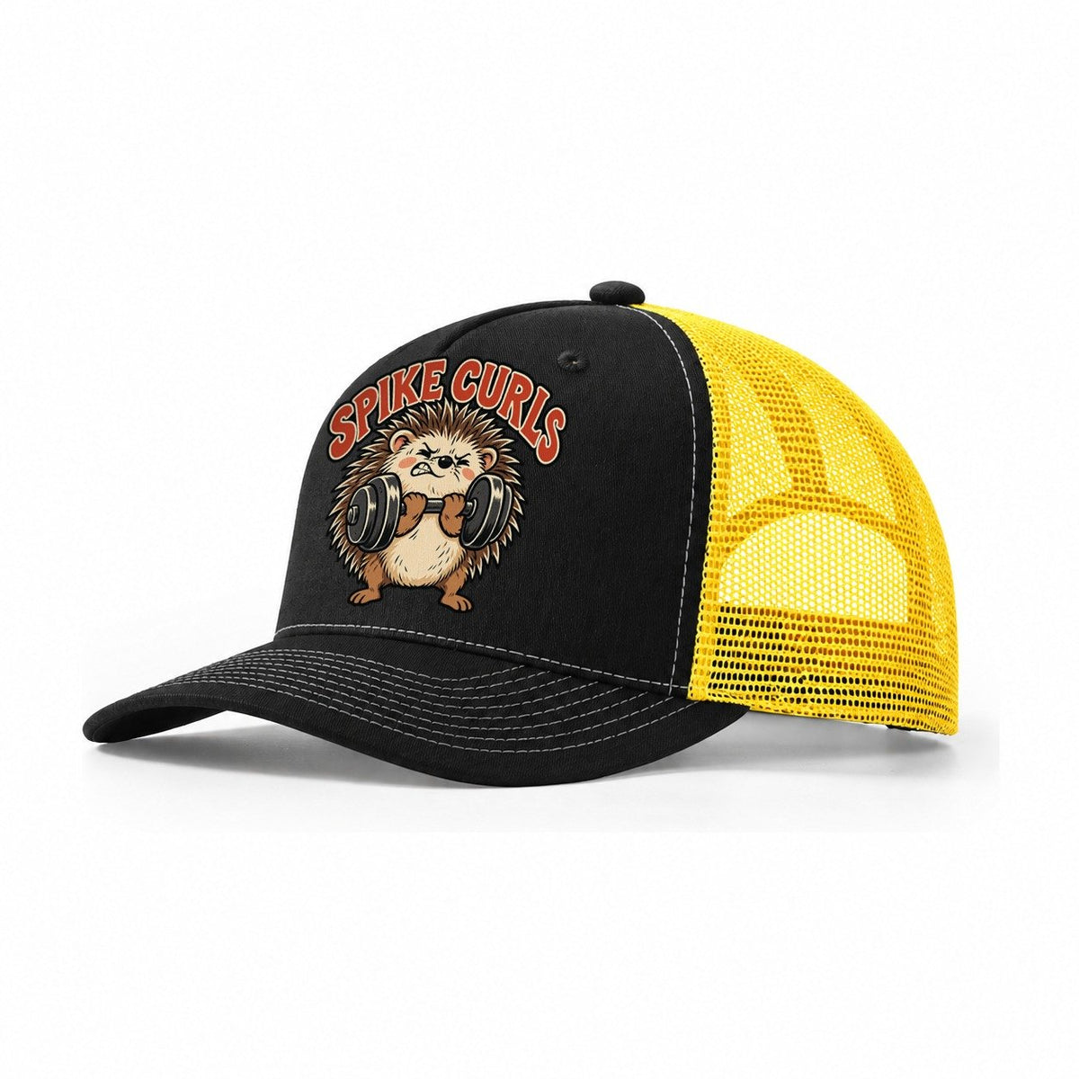 Hedgehog Spike Curls Animal Lifters Trucker Hat – Black Yellow