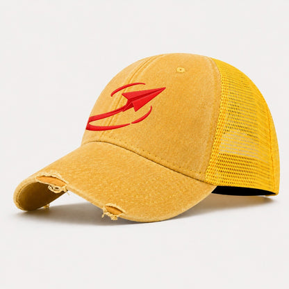 Paper Plane Open Orbit Micro Motion Mark Washed Trucker Hat – Yellow