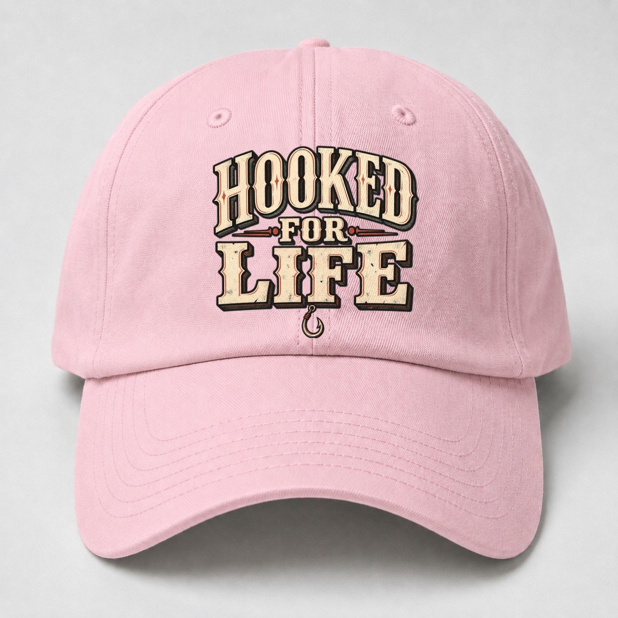 Hooked For Life American Wit Baseball Cap – Pink