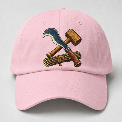 Hedgelayer Billhook Mallet And Hazel Rods Uk Culture Heritage Baseball Cap – Pink