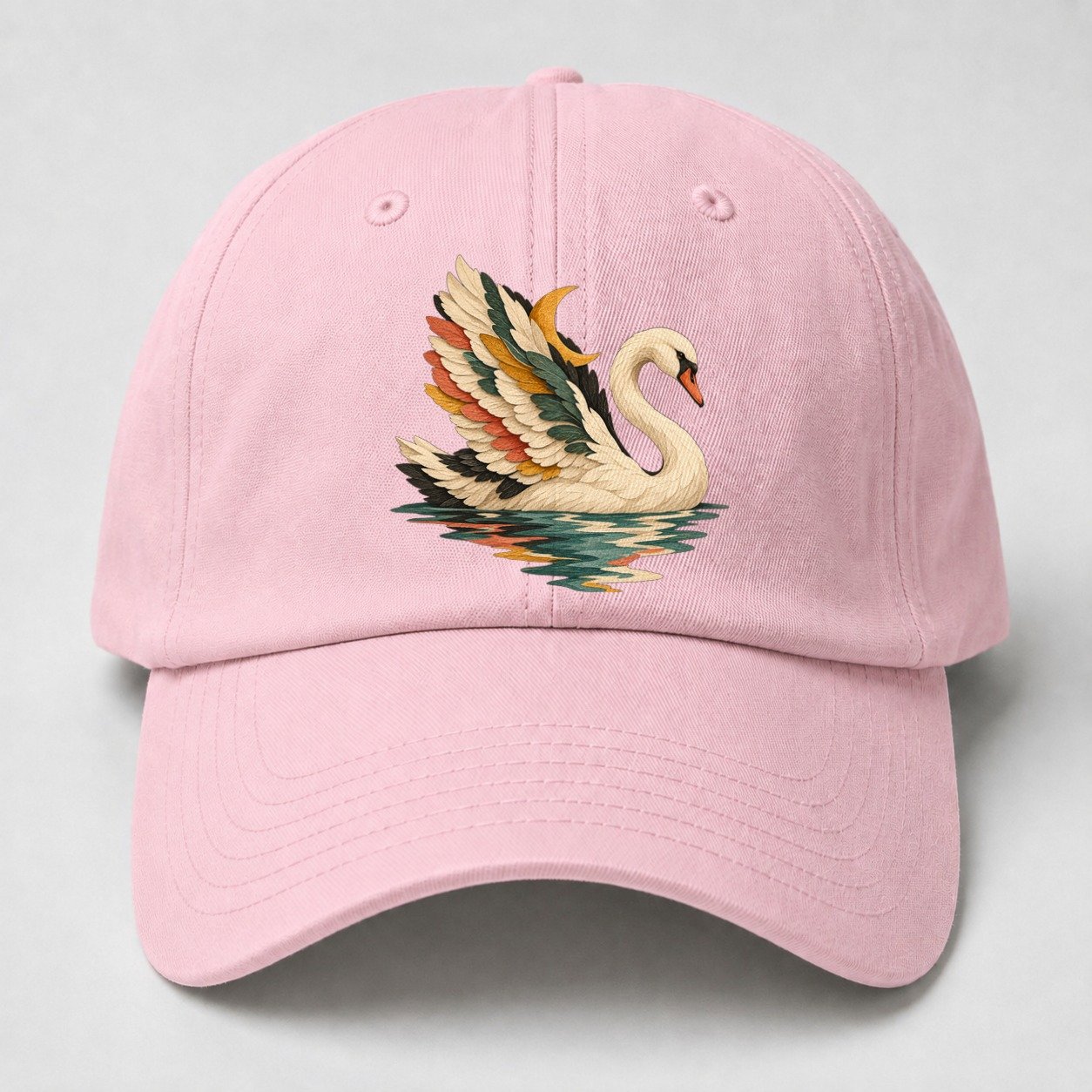 Swan Moon Reflection Gentle Wild Baseball Cap – Pink