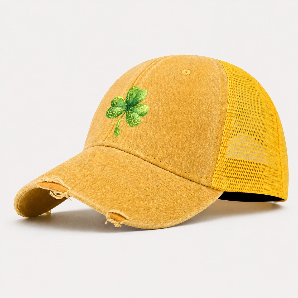 Shamrock Washed Trucker Hat – Yellow