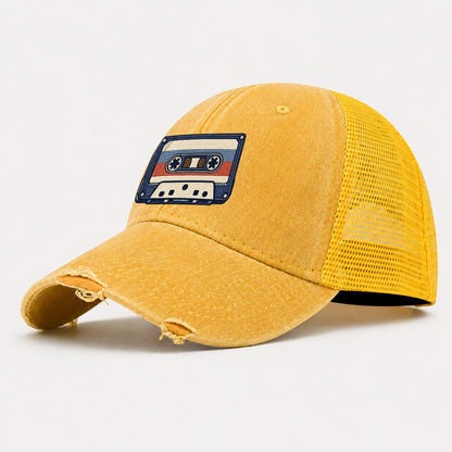 Cassette Tape Tiny Solo Marks Washed Trucker Hat – Yellow