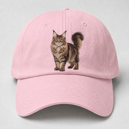 Maine Coon Standing Three Quarter Realistic Cat Portrait Baseball Cap – Pink
