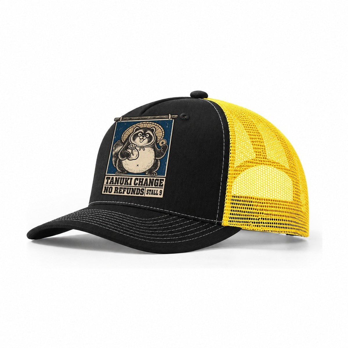 Tanuki Change Yokai Night Market Trucker Hat – Black Yellow