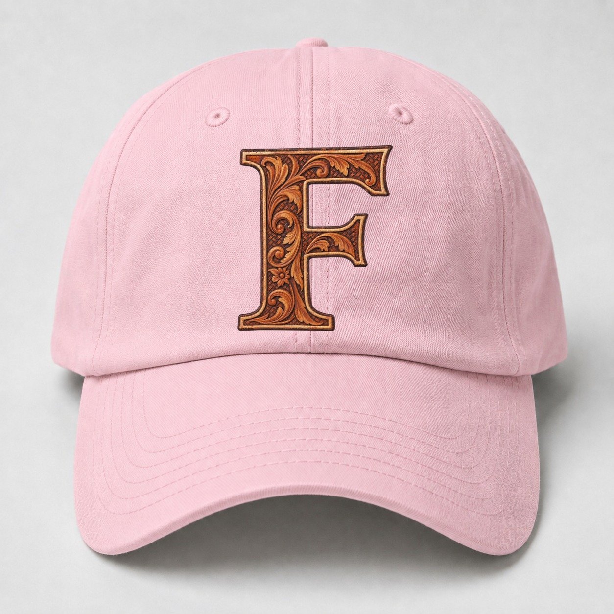 Tooled Leather F Monogram Baseball Cap – Pink