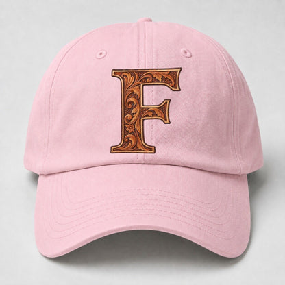 Tooled Leather F Monogram Baseball Cap – Pink