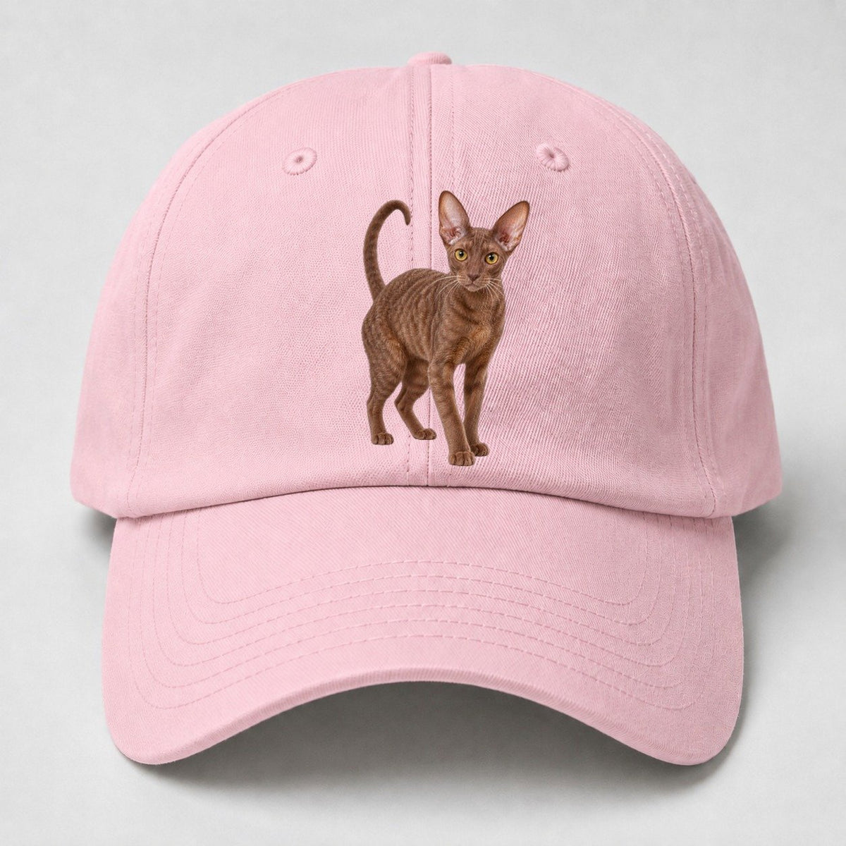 Cornish Rex Standing Three Quarter Realistic Cat Portrait Baseball Cap – Pink