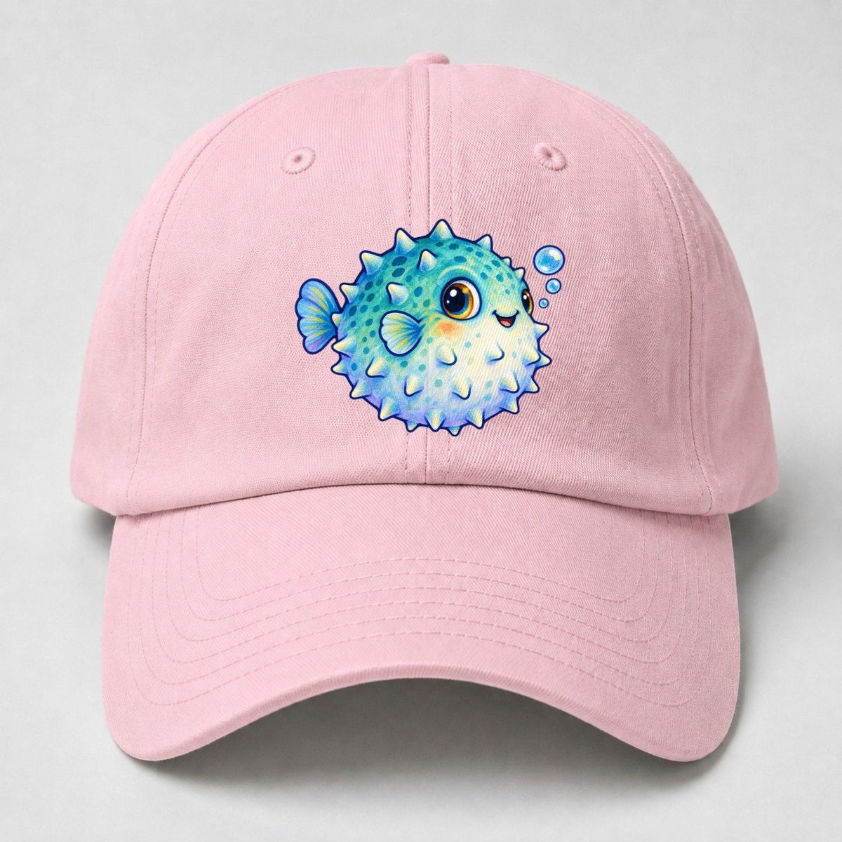 Pufferfish Side Puff Sea Sprite Baseball Cap – Pink