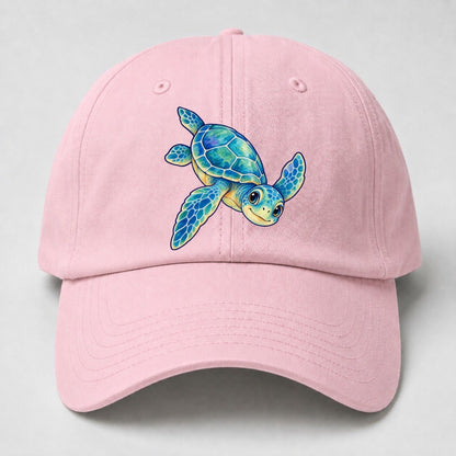 Sea Turtle Downward Glide Sea Sprite Baseball Cap – Pink