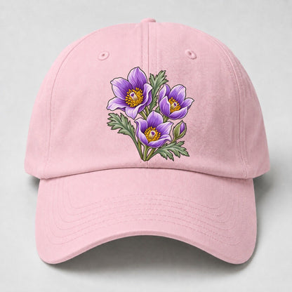 Manitoba Prairie Crocus Cluster Canada Cultural Icons Baseball Cap – Pink