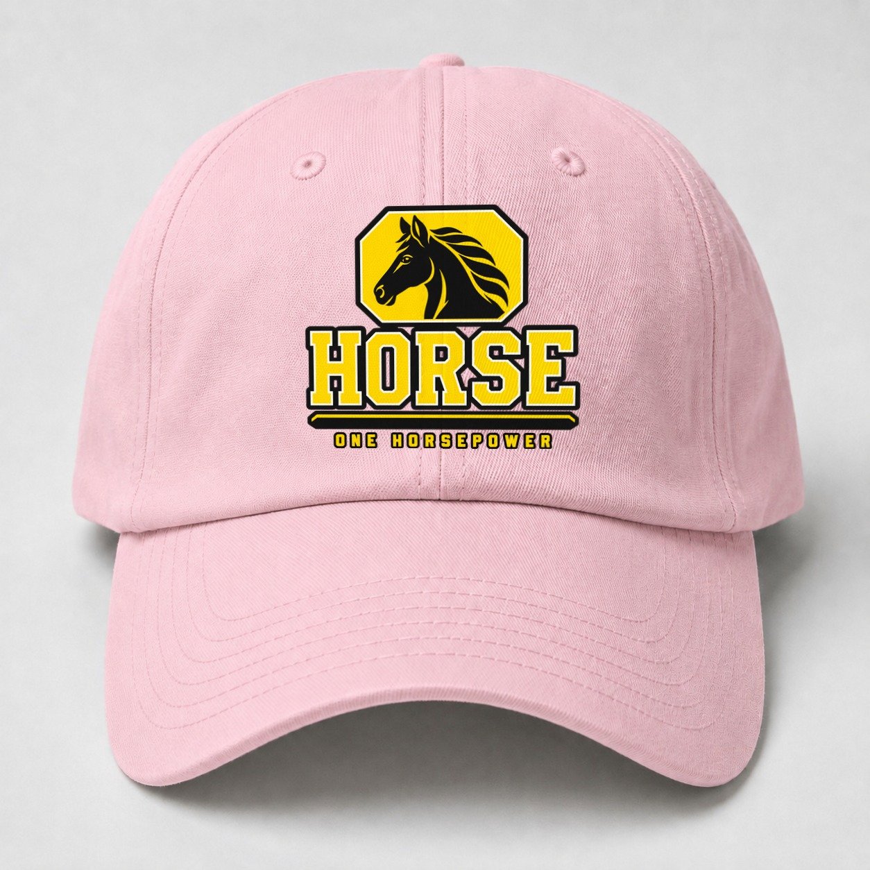 Horse One Horsepower Heavy Duty Baseball Cap – Pink