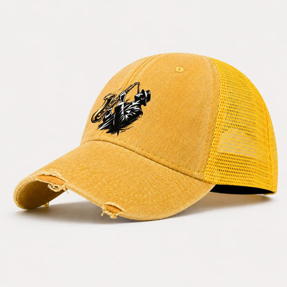 Expressive Ink Jazz Saxophonist Washed Trucker Hat – Yellow