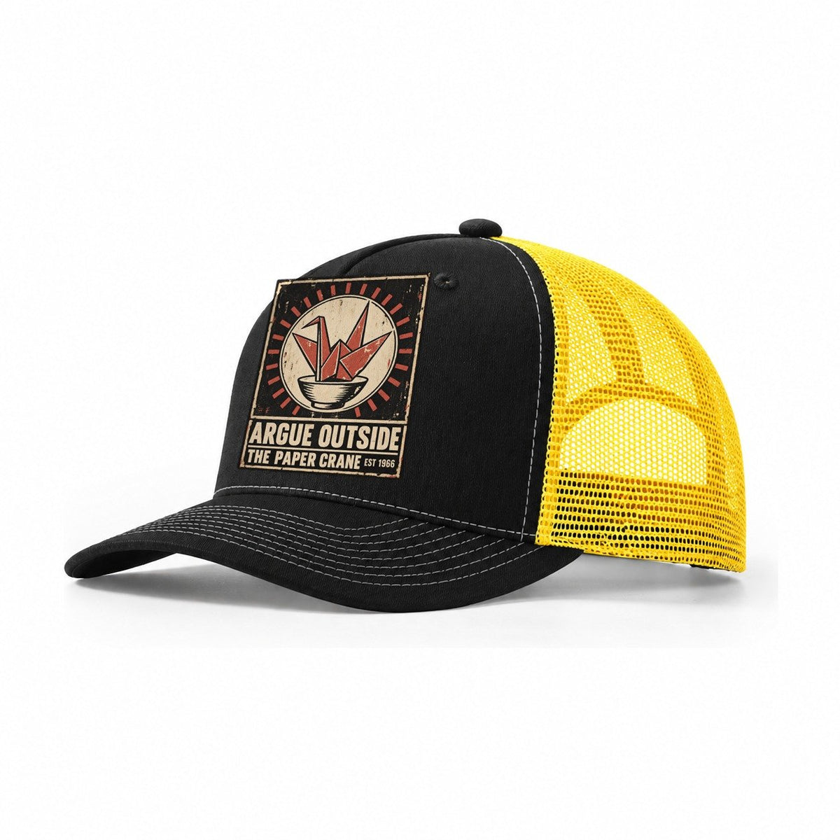 Paper Crane Bar Izakaya Rules Trucker Hat – Black Yellow