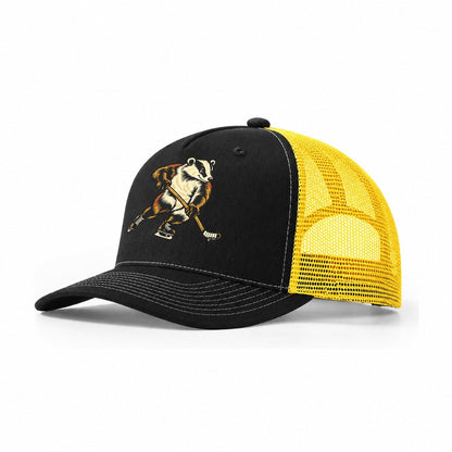 Badger Ice Skater Sundown Familiars Trucker Hat – Black Yellow