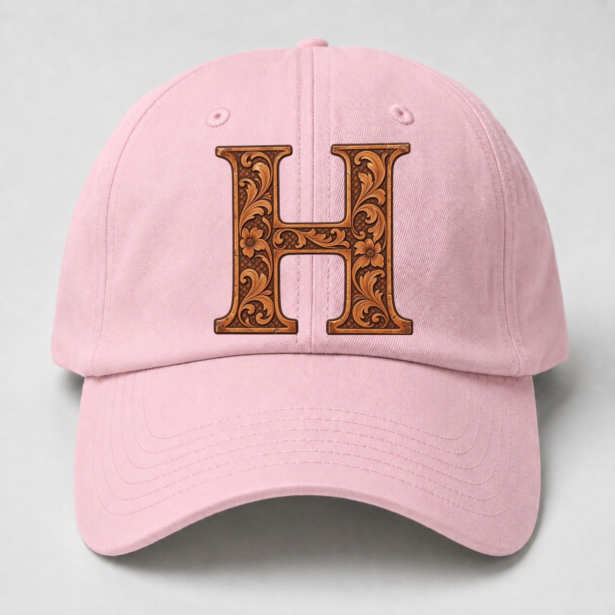 Tooled Leather H Monogram Baseball Cap – Pink