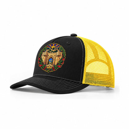 Damascus Gate Arch Jerusalem Trucker Hat – Black Yellow
