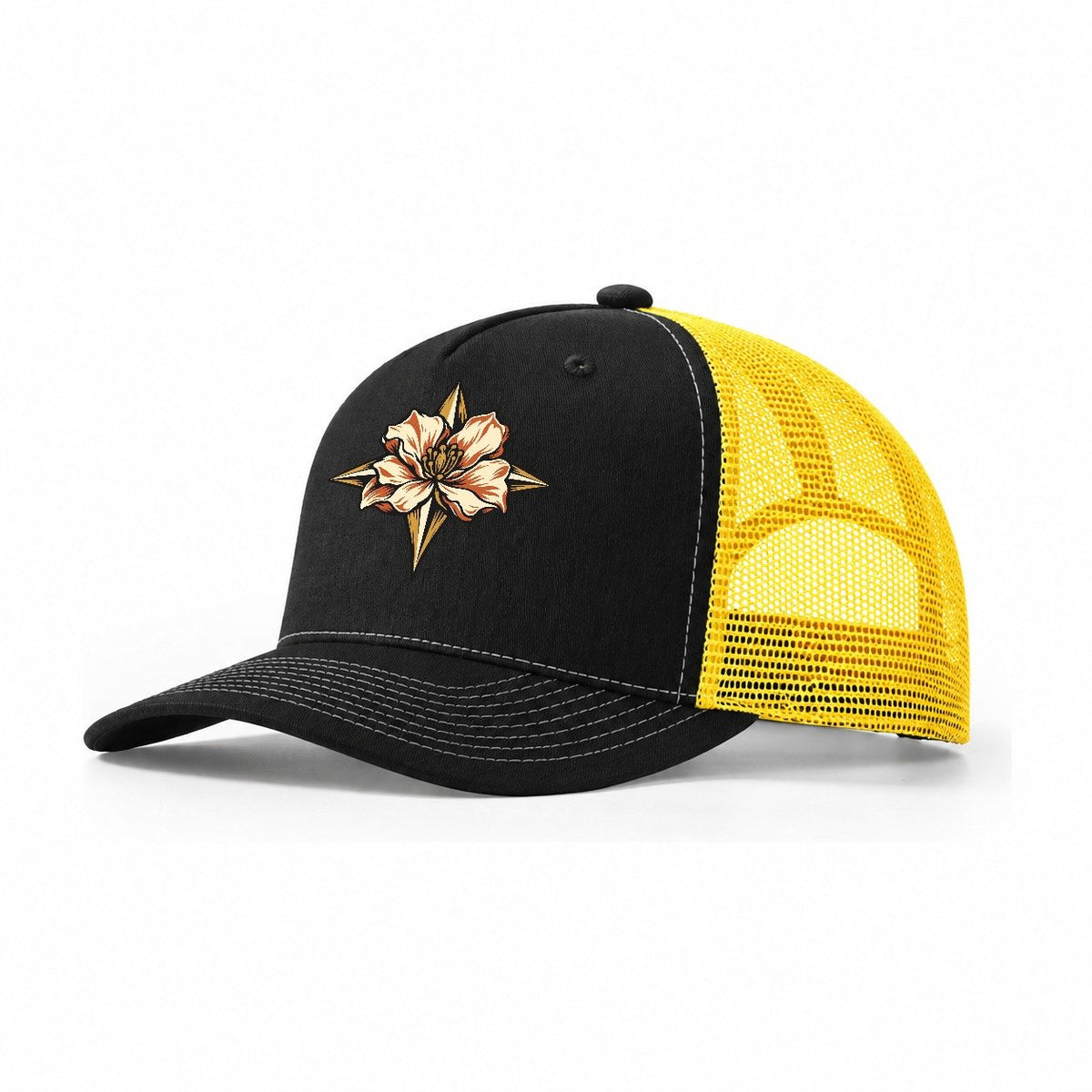Compass Desert Bloom Sundown Familiars Trucker Hat – Black Yellow