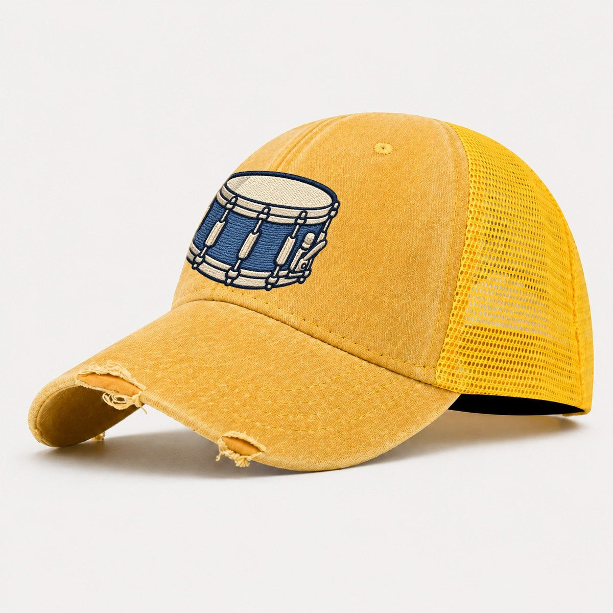 Snare Drum Tiny Solo Marks Washed Trucker Hat – Yellow