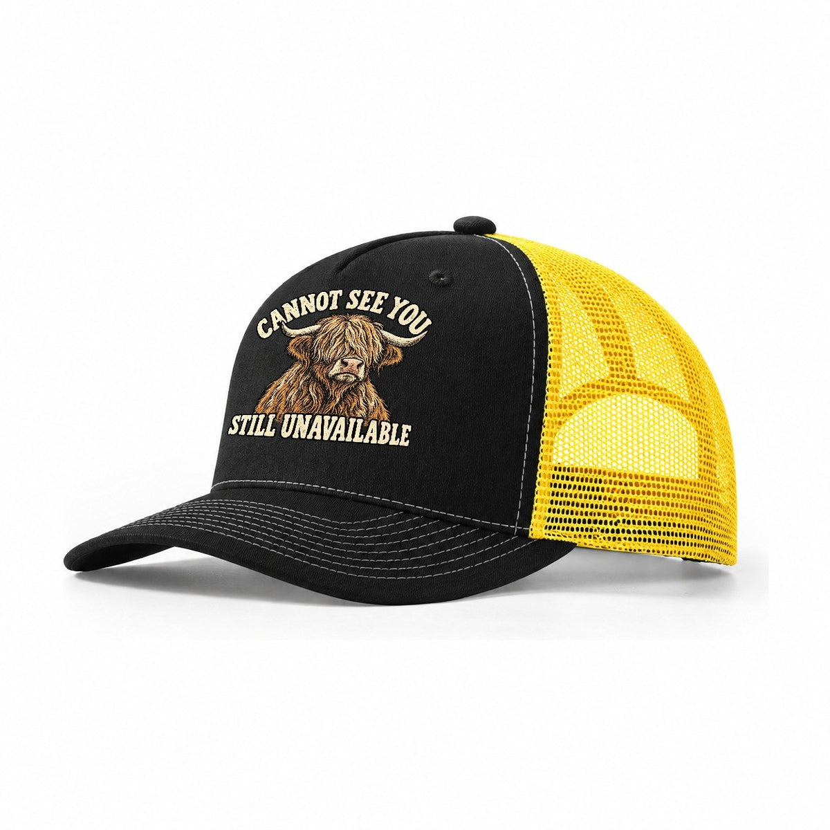 Highland Cow Unavailable Everyday Originals Trucker Hat – Black Yellow