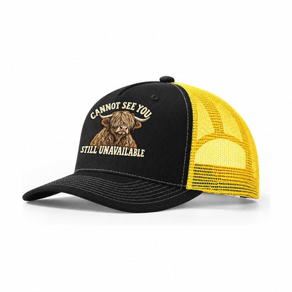 Highland Cow Unavailable Everyday Originals Trucker Hat – Black Yellow