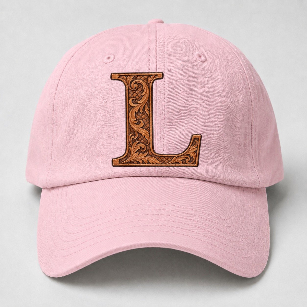Tooled Leather L Monogram Baseball Cap – Pink