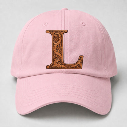 Tooled Leather L Monogram Baseball Cap – Pink